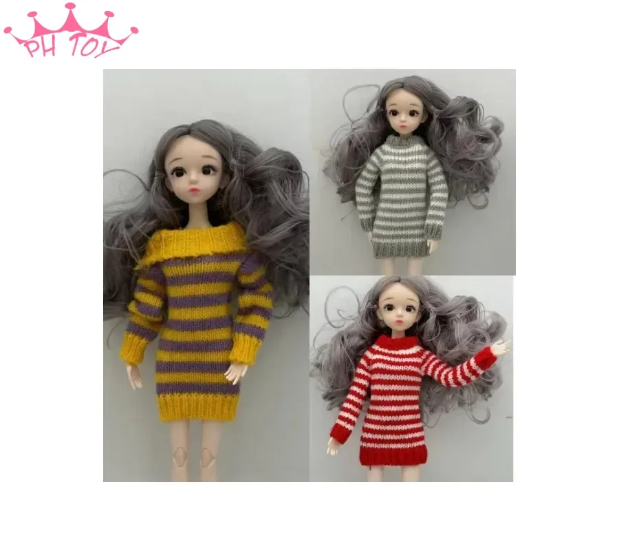 1/6 Scale Girl Knitted Sweater Long Sleeve Dress Chirstmas Scene Clothes Model for 12'' soldier action Figure doll Accessory DIY