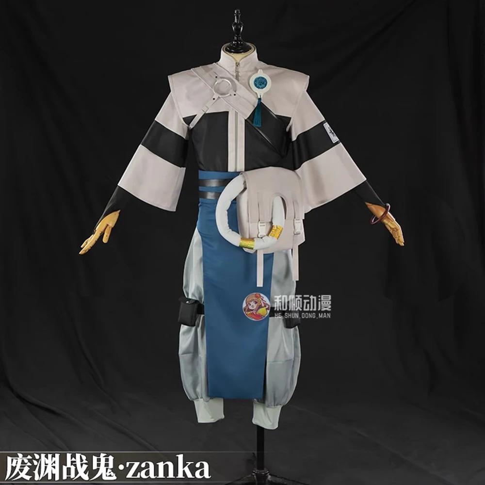 Gachiakuta Zanka Cosplay Costume Wig Zanka Nijiku Uniform Earrings Akuta Cleaners Halloween Party Women Men Festival Outfit view 3