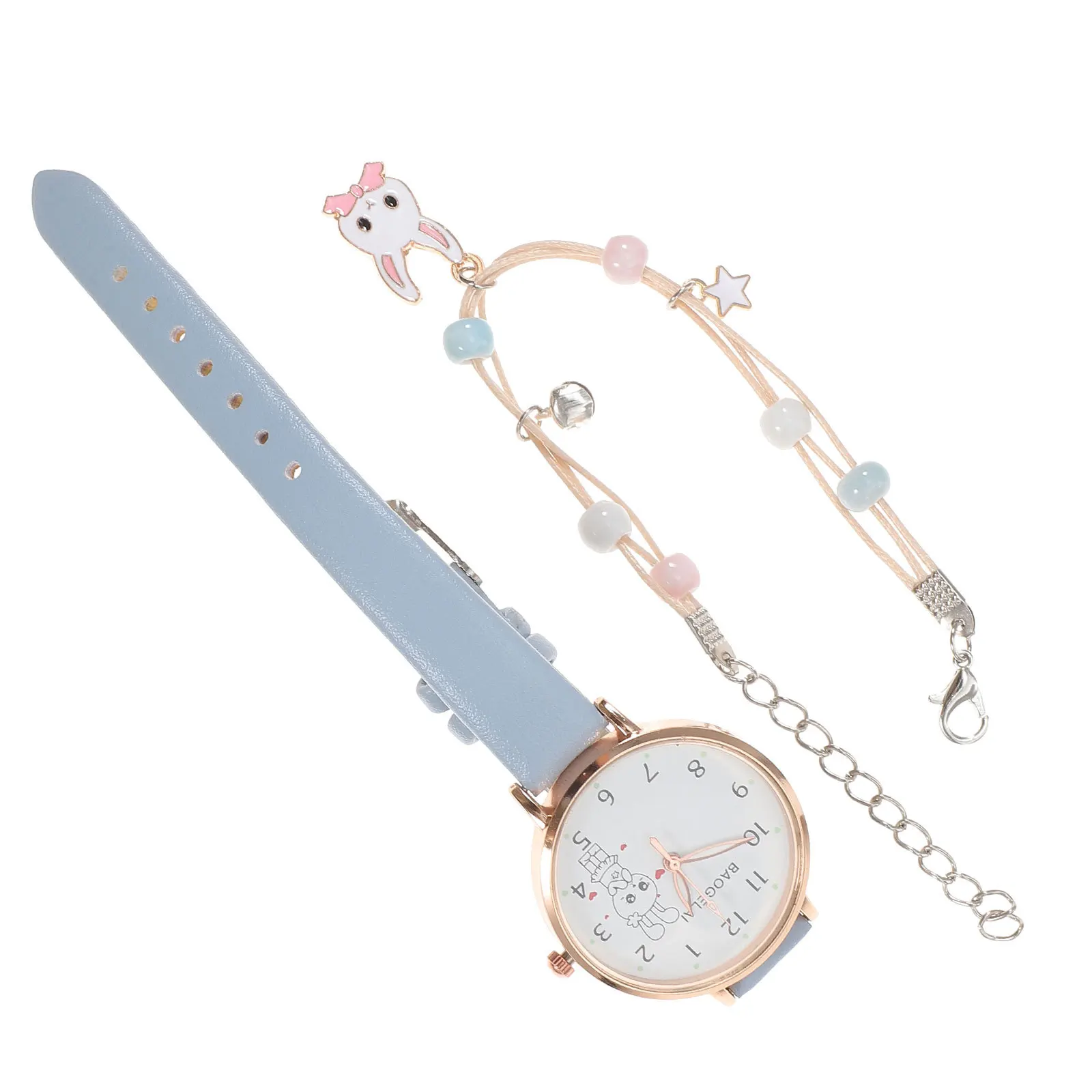 1 set 1 Set Of Rabbit Hand Strap Cute Kids Wrist Watch Cartoon Bracelet Set For Children Lightweight Comfortable Strap Watch For