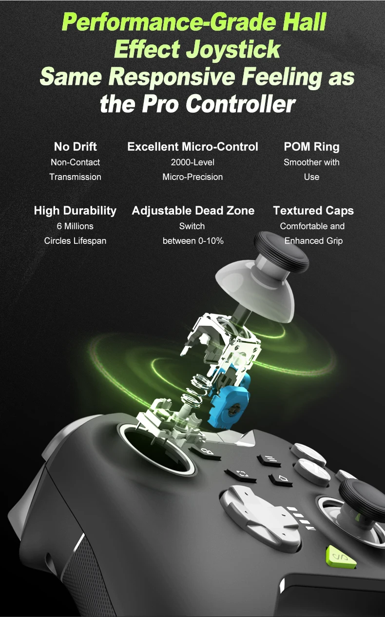 PXN P5 Kabelloser Spielcontroller 1000Hz Hall-Joystick Hall-Trigger, Geeignet für Switch/PC/Android/iOS, Rosa Spielcontroller – Detail 5