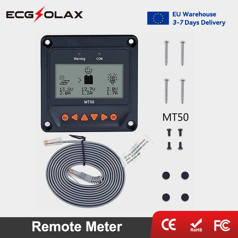 ECGSOLAX MT52 affichage de compteur à distance pour EPEVER MPPT contrôleur de Charge solaire Tracer-AN série G3 compteur à distance avec LCD MT52
