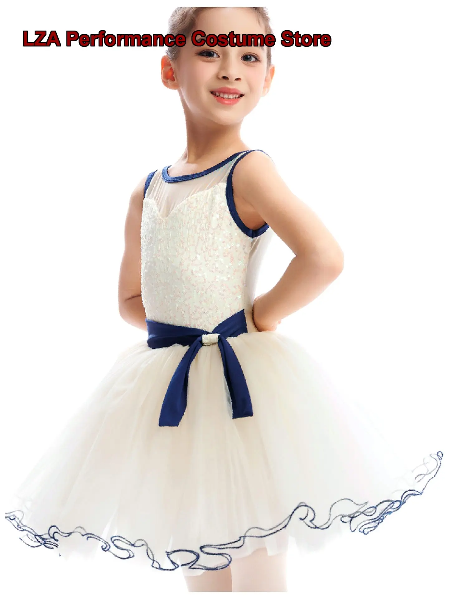 Children's Ivory Tutu for Dance Performance Graduation Evening Short Tulle Dress Girls Modern Dance Fluffy Skirt Kids