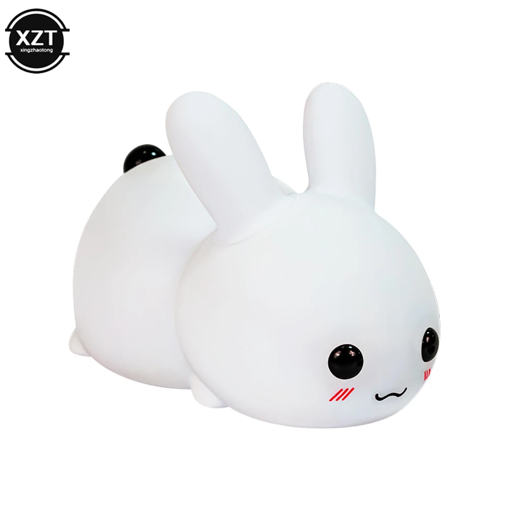 LED Rabbit Night Light Remote Control USB Rechargeable Silicone Bunny Lamp for Children Baby Toy Gift