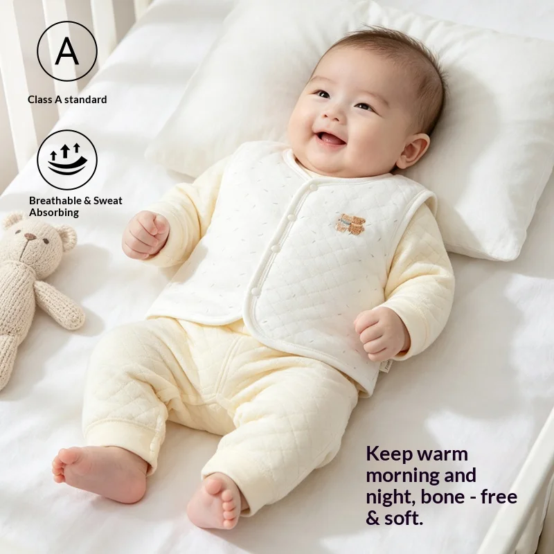 Baby 40g Thin-Quilted Cotton Gilet, Sleeveless Warm Layer, Soft Padded Vest for Boys & Girls, Fall/Winter
