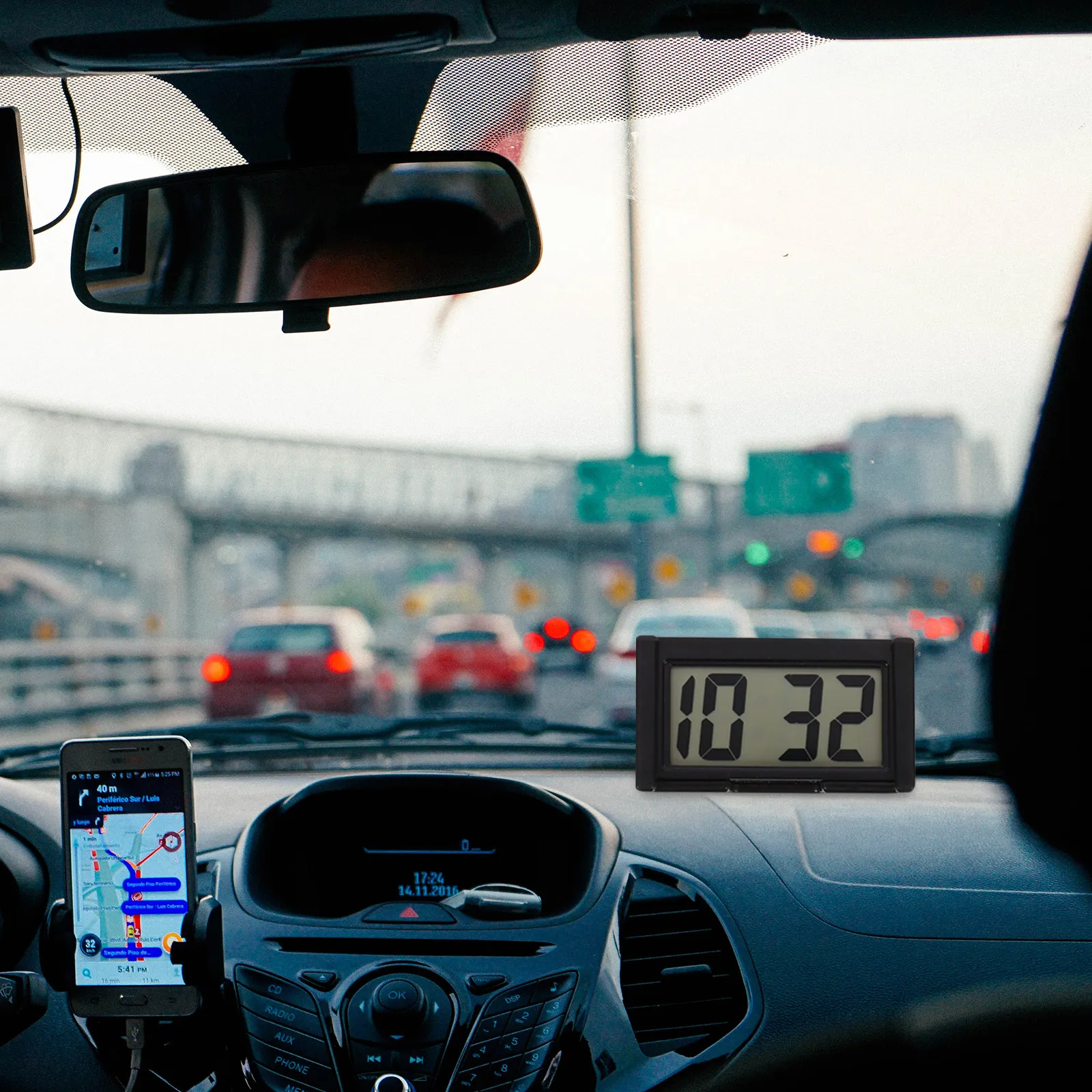 2Sets Car Digital Clock Adhesive Mini Dashboard Clock Vehicle Auto Dashboard Accessory Time Display Car Vent Clocks