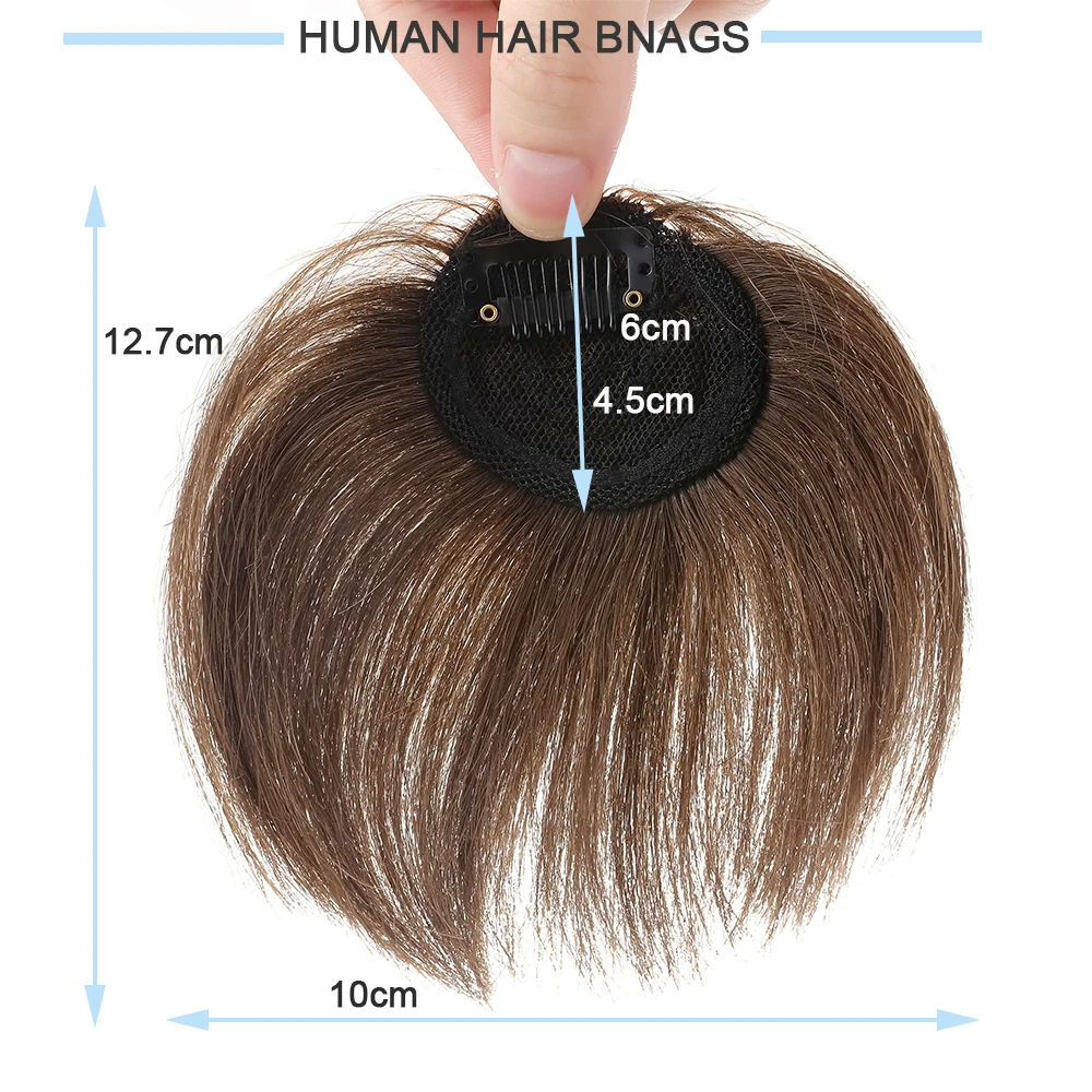 Rich Choice 8g Bangs Hair Clip in Bangs Human Hair Extensions Flat Clip on Bangs Fringe Front Face Bangs Hair Clip  for Women