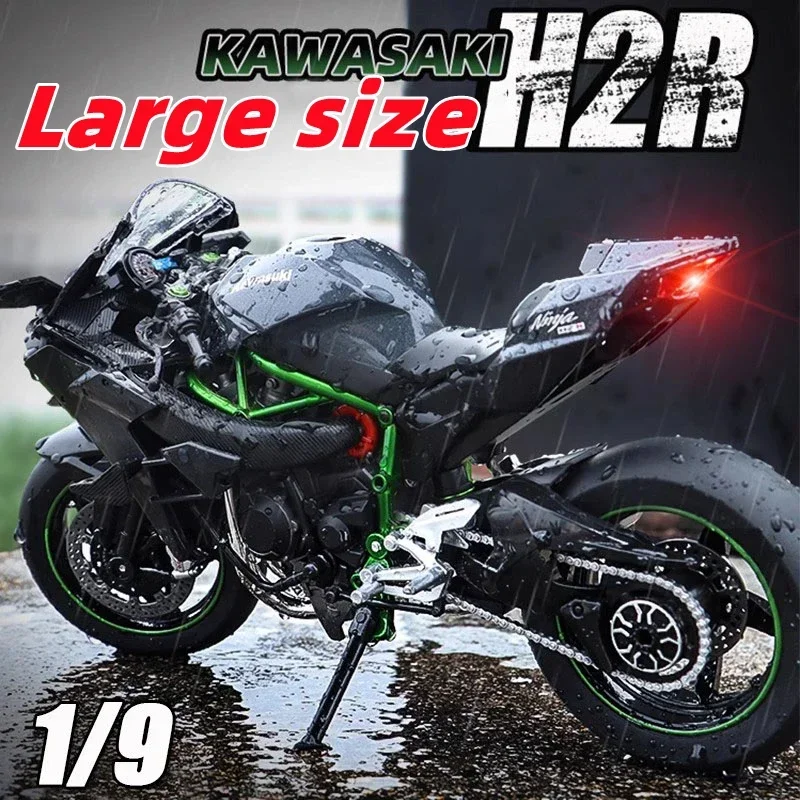 1/9 Large Size Kawasaki Ninja H2R Motorcycle Model Toy Alloy Diecast with Sound Light Toy for Boy Boys Gifts Adult Collections