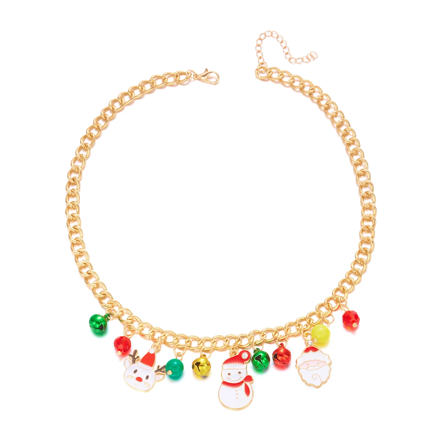 Kreative Weihnachtselemente Metallkette Armbänder für Frauen Männer Weihnachtsmann Baum Elch Schneemann Anhänger Halskette Festival Schmuck – Detail 9