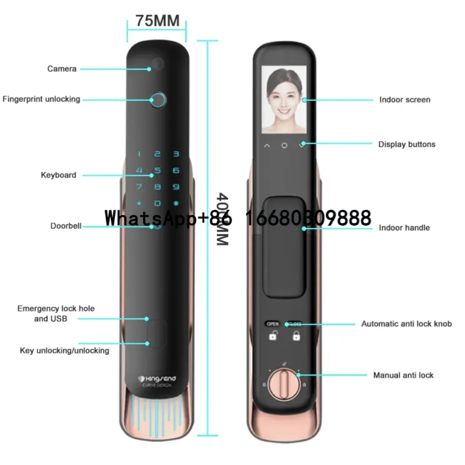 Smart Usmart Go Digital Electronic Door Lock Fingerprint Touch Password Keyless Door Lock with