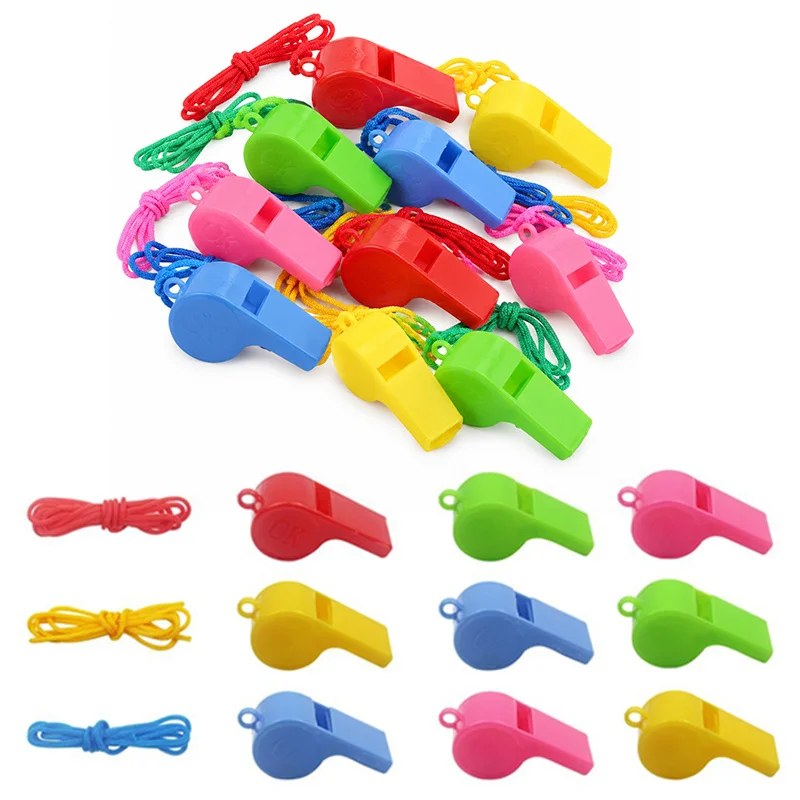 15PCS Random Color Plastic Whistles Colorful Sports Referee Signal Noise Maker Game Sound Prop Pet Play Interaction Outdoor ZYF