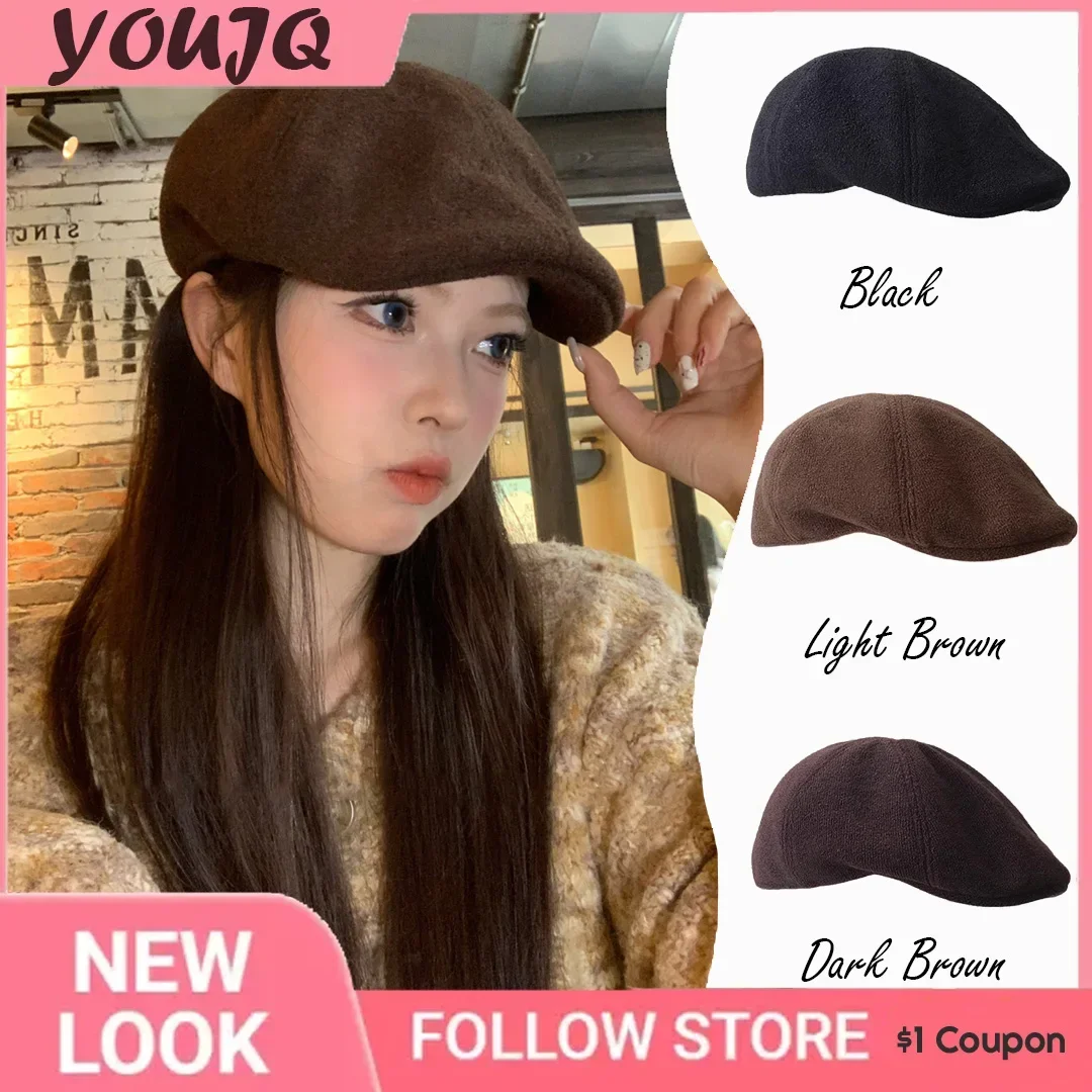 

British Tweed Casual Retro Forward Hats for Women Men Autumn Winter Korean Version Warm Duckbill Berets Newsboy Flat Caps Boina