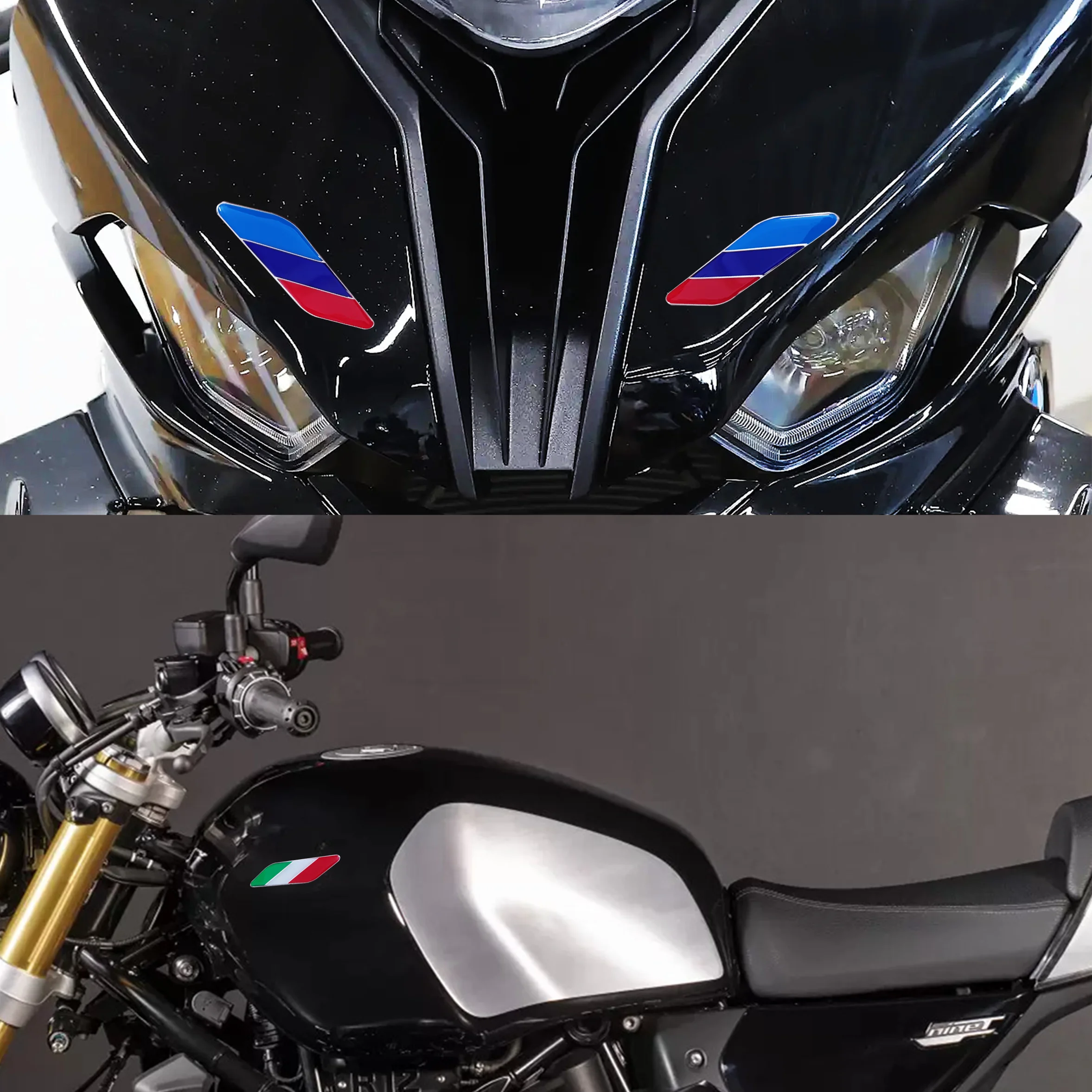 Italian German Flag Stickers for Motorcycle （a pair ）Aluminum  Stickers for Fuel Tank Front Motorcycle Car Accessories