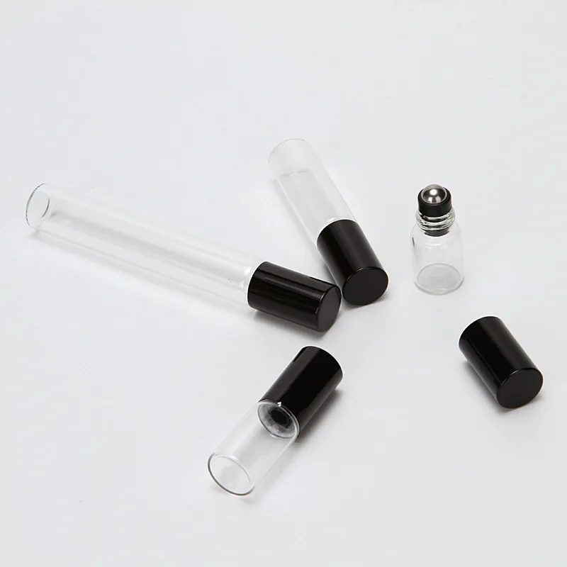 1-10ml Glass Roll on Bottle Sample Test Essential Oil Vials Steel Ball Separate Perfume Go Bead Fine Transparent Portable Empty