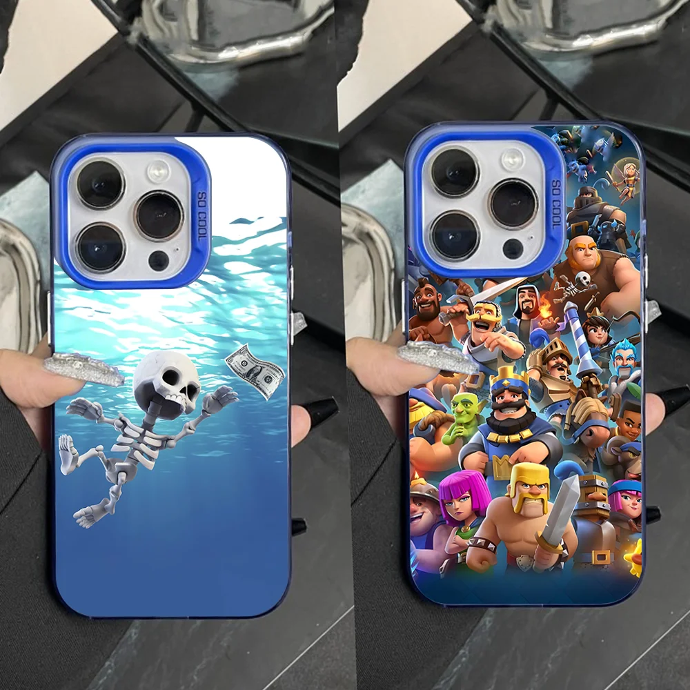 

C-Clashs Game C-Clans Phone Case For iPhone 16,15,14,13,12,11,Pro,Max,Plus,Mini,XS,SE Anti Fall Blue Matte Hard Bumper