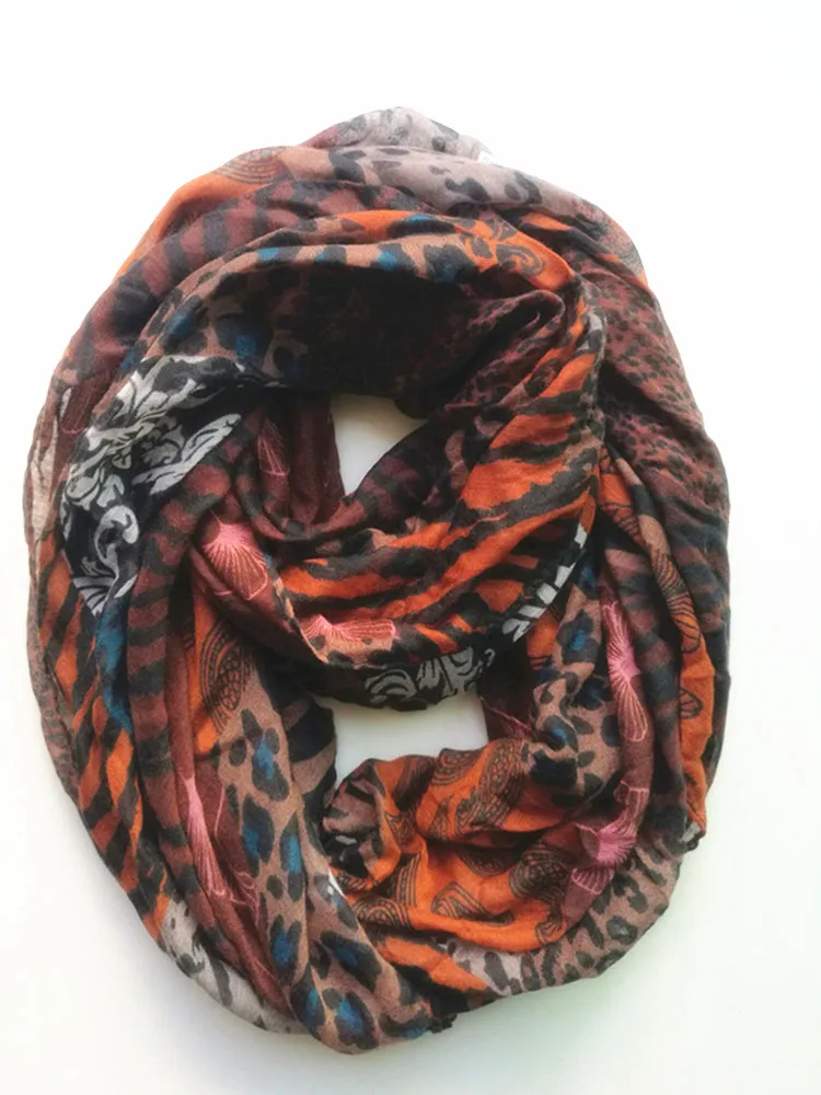 New Leopard Print infinity scarf for Women Lady ring scarves Wrap Pashmina Bufandas Muslim Hijab Ethnic Cashew Floral Shawl