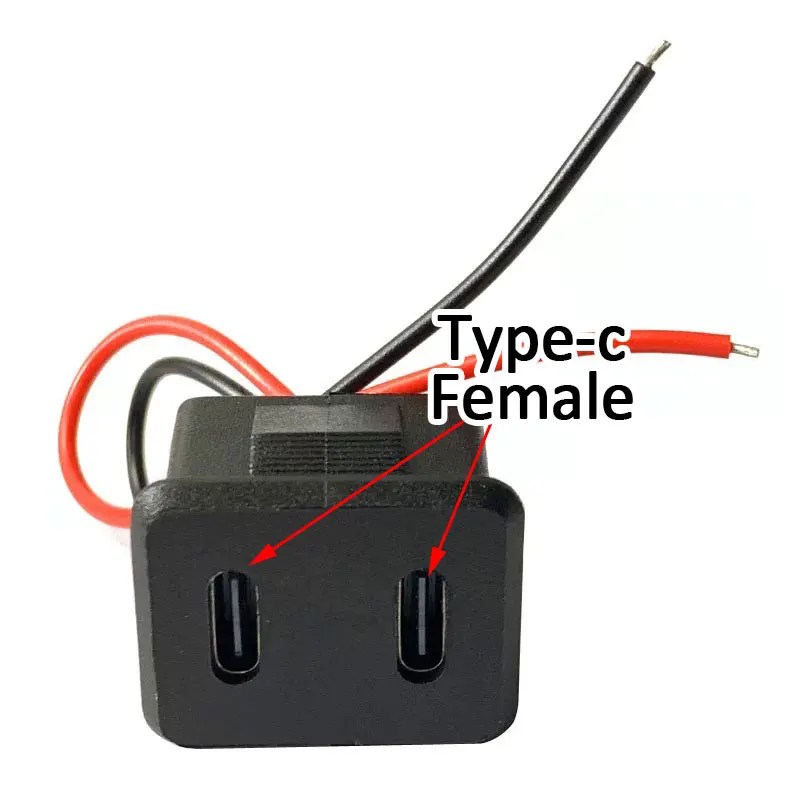 

5/10pcs Double Layer Usb Female Base Type-C Socket Charging Socket Power Socket With Cable Connector