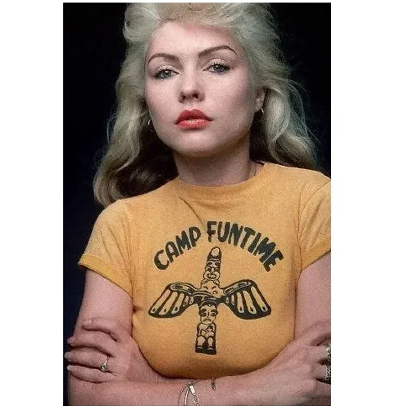 2024 New in Blondie Punk Rock Band 1960s Girl Band Vintage Loose T-Shirt Women'S T-Shirt Black Men Oversized T Shirts 100 Cotton