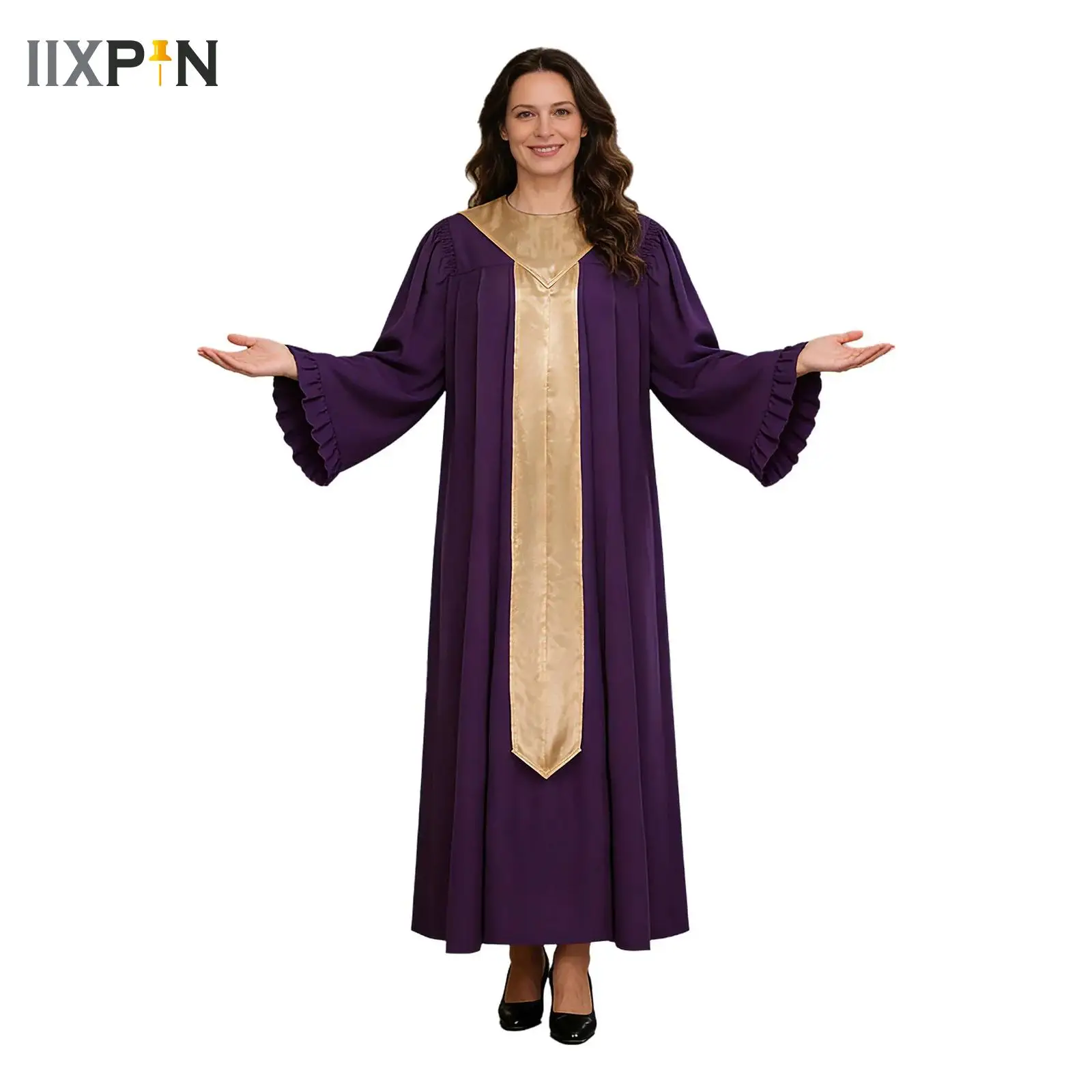 

Женское и мужское церковное облачение для хора, литургическое платье для хвалебных танцев, расклешенное платье с длинными рукавами на молнии, костюм для Хэллоуина и косплей-вечеринок