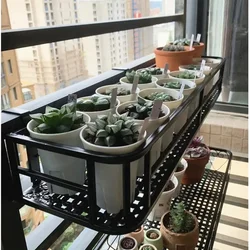 Porte-fleur élégant de style européen Art expansif en fer, organisateur de rail de balcon, support de pot suspendu décoratif, espace vert urbain