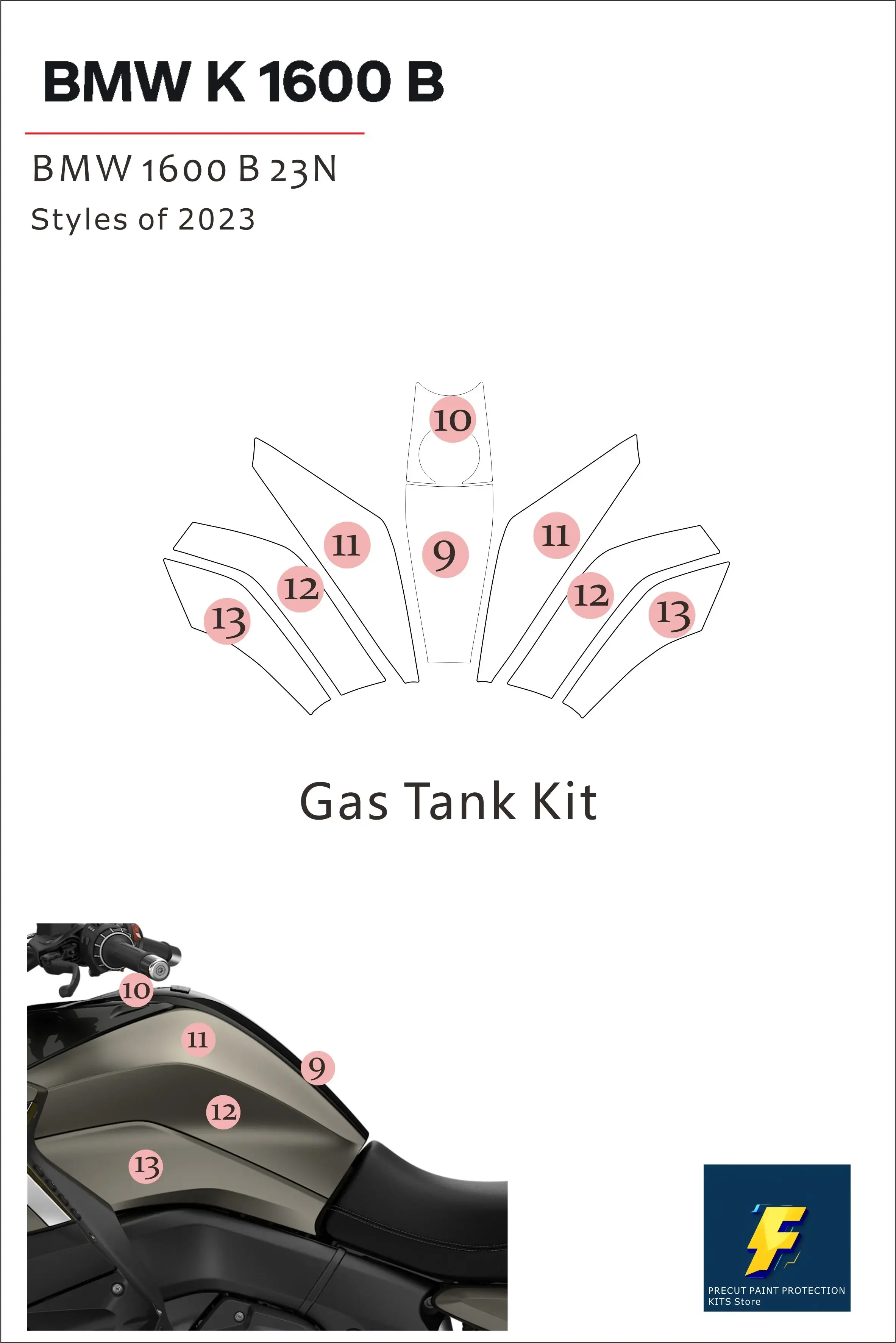 Applicable to Motorcycle Paint Protection Film, Full Kits, Scratch and Chip Resistance, Self-Healing Technolog, 1600GA, 1600B