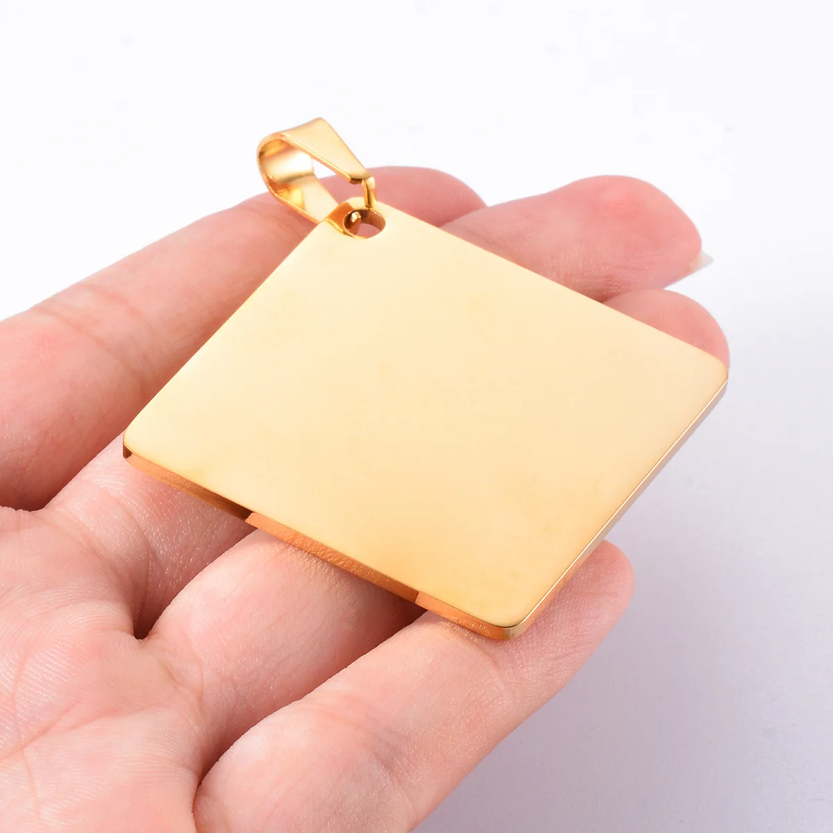 5pcs Wholesale square shape Stainless Steel Army ID Blank Dog Tags Miliary Tag Pendant Necklace Jewelry 35mm 4 Colors