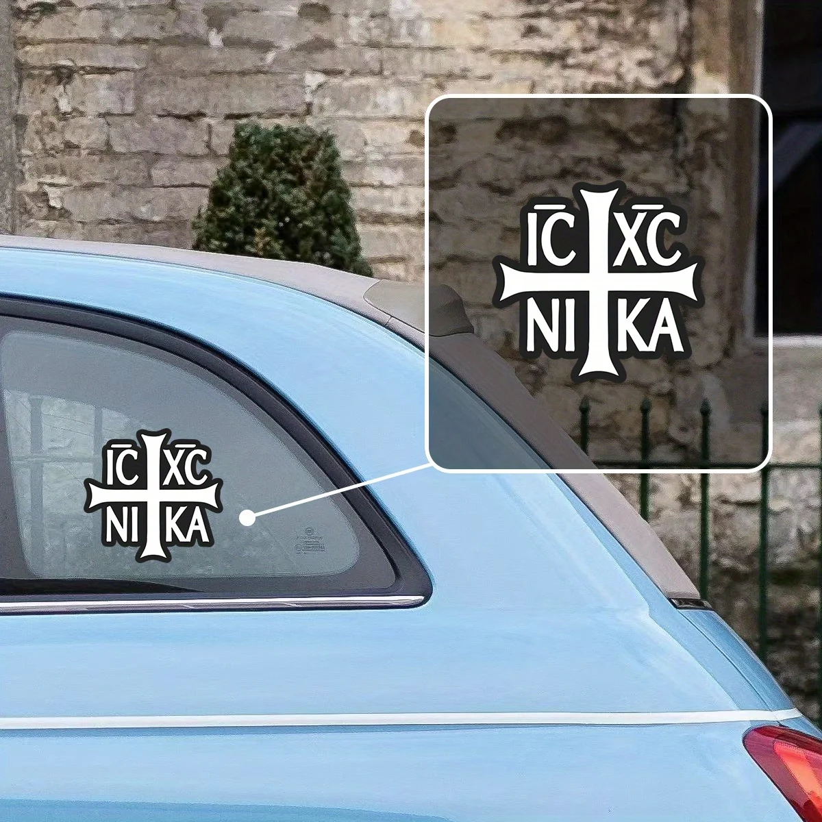

Matte Vinyl Greek Cross Sticker, Weather Resistant Christian Outdoor Car Decal