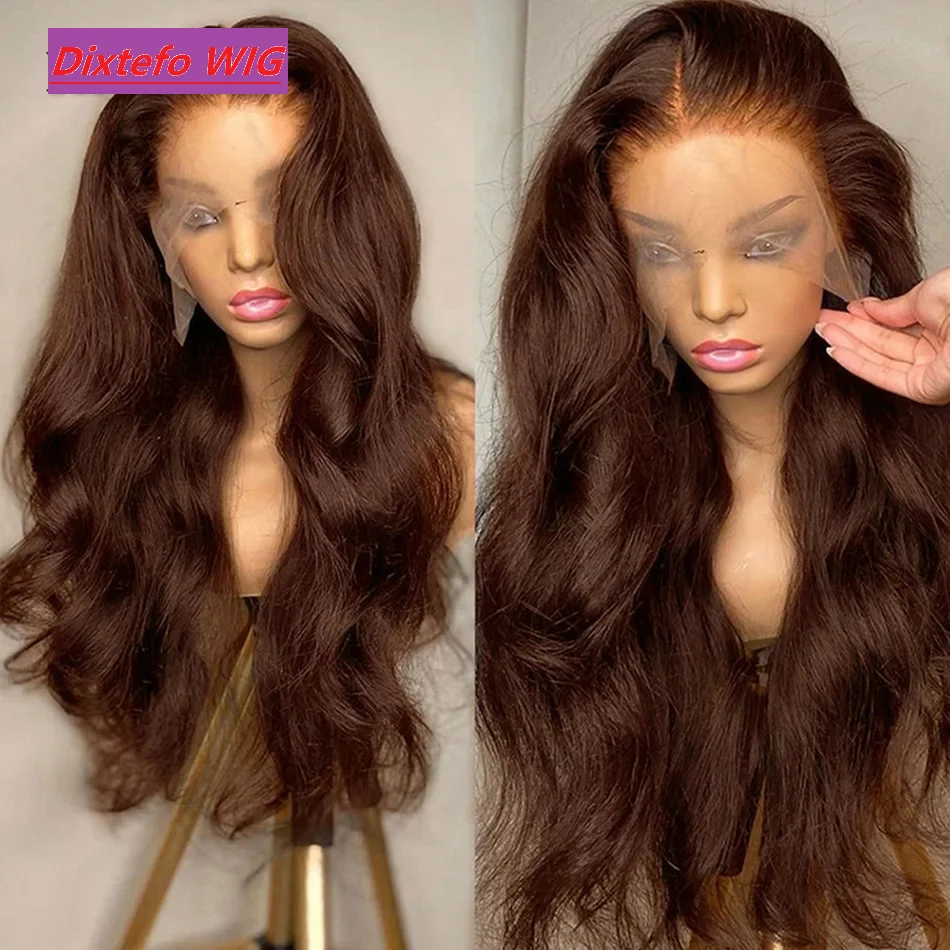 

220Density HD Chocolate Brown 13x4 Body Wave Lace Front Wig Brazilian 13x6 Lace Frontal Wigs For Women 100% Remy Human Hair Wig