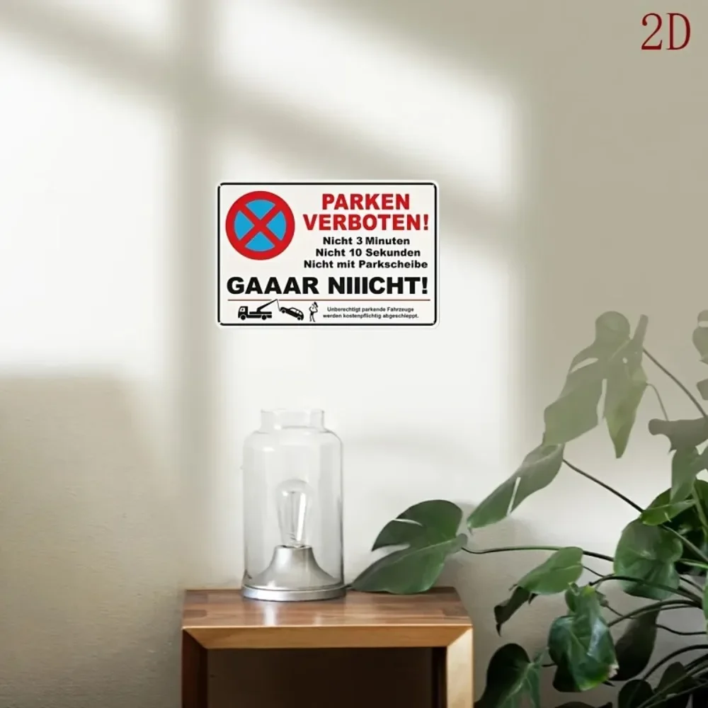 2027-- German Strict No Parking Parken Verboten Metal Tin Sign Funny Towing Warning Outdoor Wall Decor