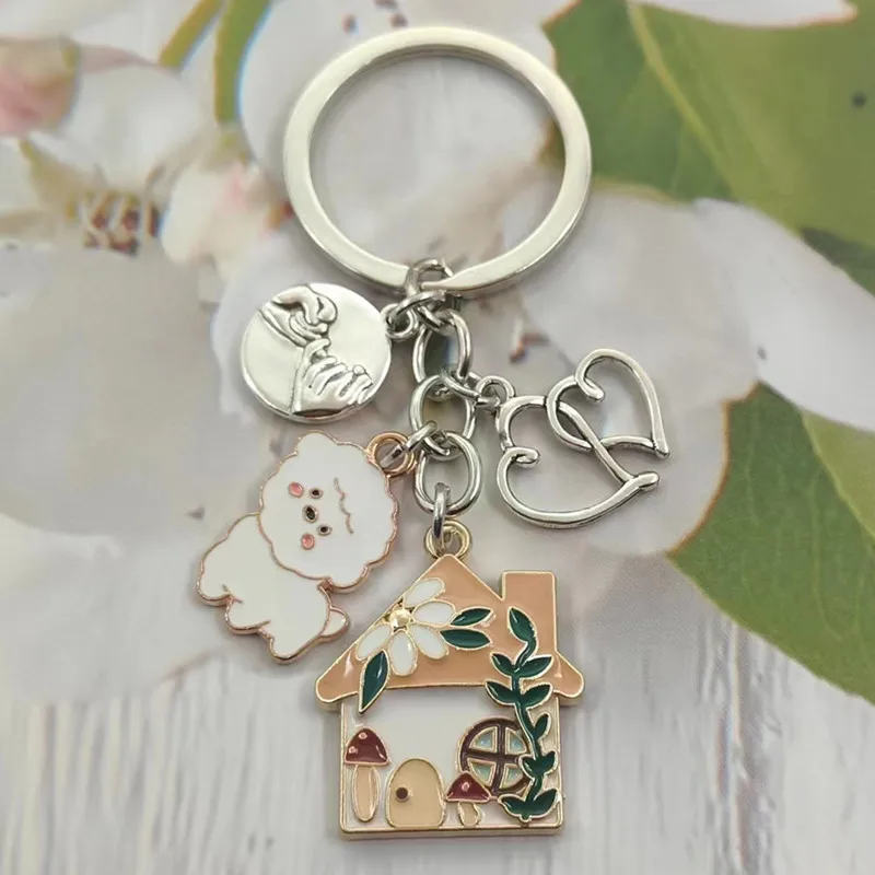 Family Key Chain Father Mother Child Love House Dog Relatives Key Chain Women Men's Handbag Accessories Handmade Jewelry Gifts