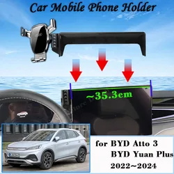 Car Mobile Phone Holder for BYD Atto 3 EV Yuan Plus 2022~2024 360° Rotating Car Mount GPS Bracket Navigation Stand Accessories