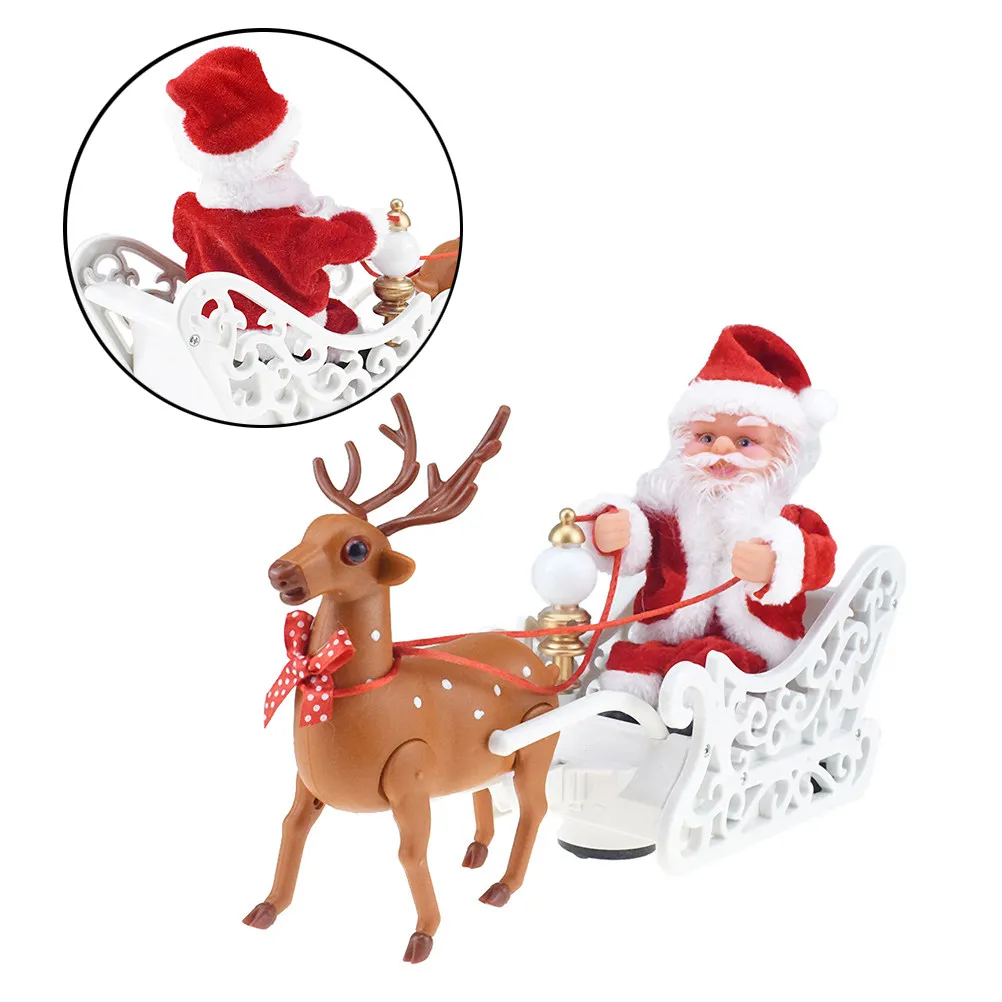 

1Pcs Festive Santa Elk Auto-Motion Musical Ornament Electric Christmas Decor for Kids Party Bedroom Cabinet Desk Xmas