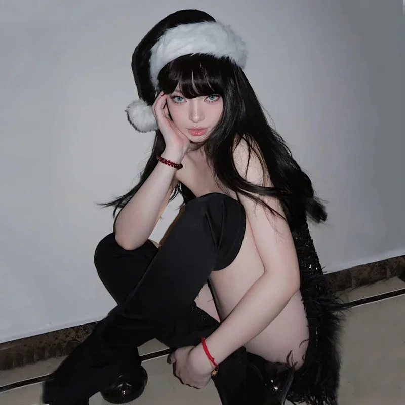 Рождественское праздничное платье Санта-Клауса, карнавальный костюм для женщин, рождественские сексуальные наряды, гламурные платья, блестящий подарок на праздник с блестками