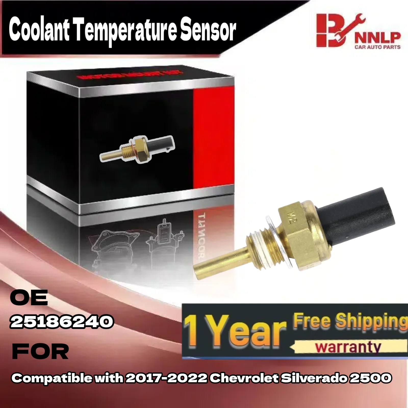 Engine Coolant Temperature Sensor with 2-Pin for Buick Cadillac Chevrolet GMC 25186240