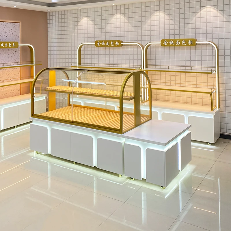 Bread Cabinet Display Cabinet Middle Island Side Baking Shelf Commercial Glass Cake Pastry Shop