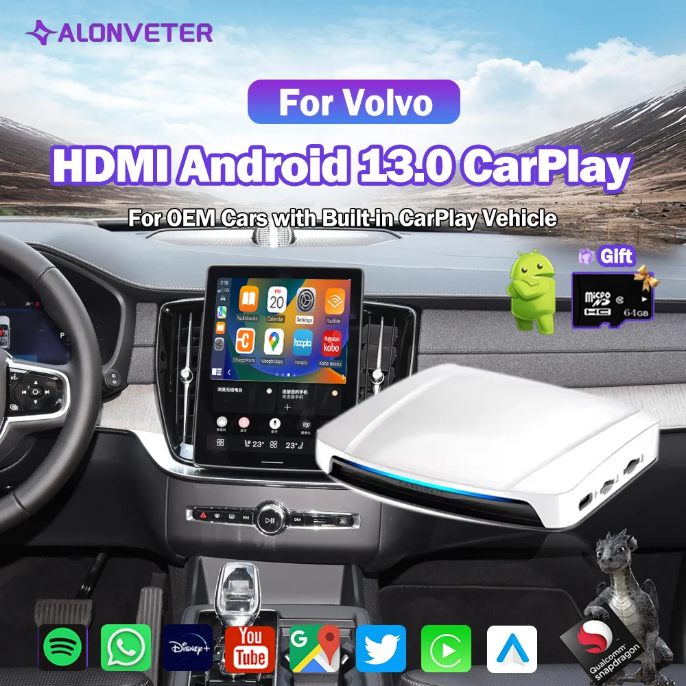

CarlinKit UHD SDM660 HDMI CarPlay Ai TV Box Android 13.0 8+128G Wireless CarPlay Android Auto Split Screen 4GLITE BLE For Volvo