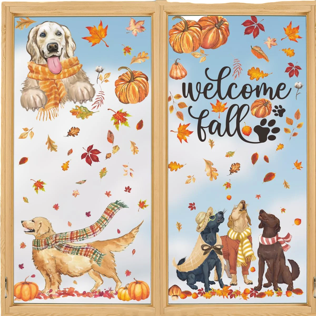 Herfst raamstickers 77 stuks pompoenen bladeren raamversieringen, herfst woondecoratie Thanksgiving winkellocaties