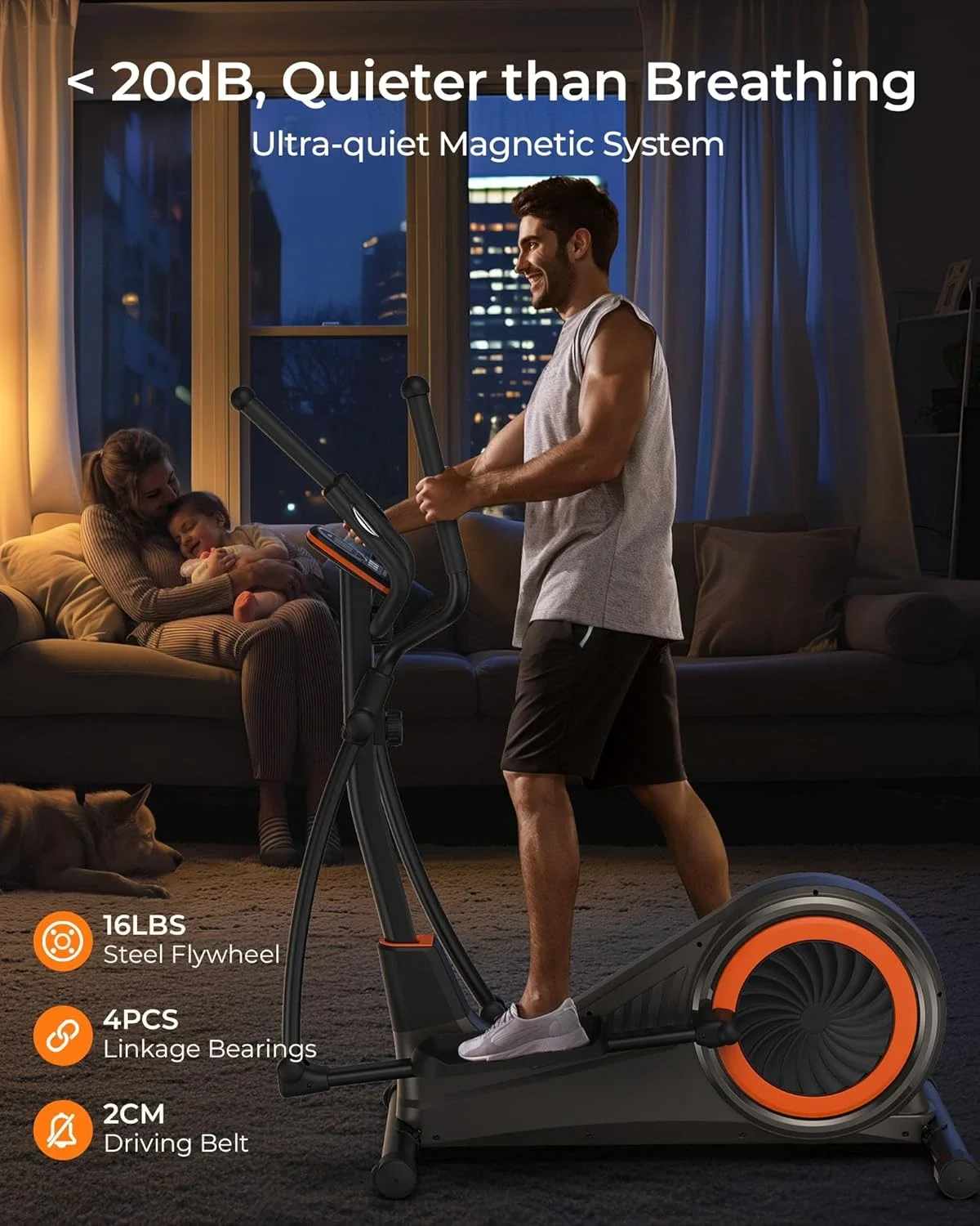 Elliptical Machine, Elliptical Exercise Machine for Home with Hyper-Quiet Magnetic Driving System, Elliptical Trainer