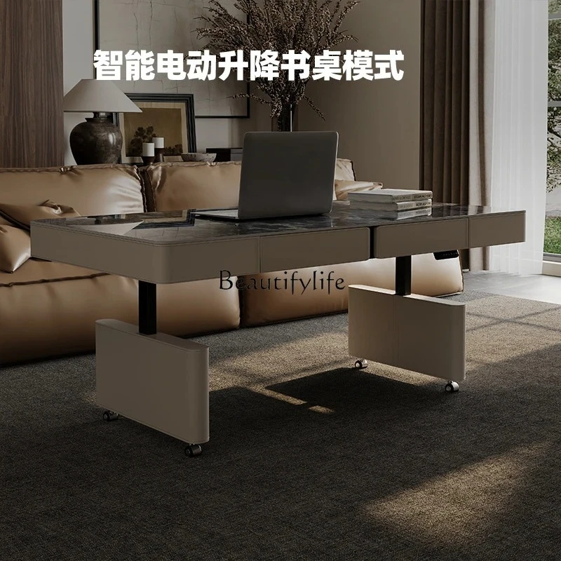 

04Electric lift coffee table dining table dual-purpose high-end small apartment living room modern simple intelligent multi