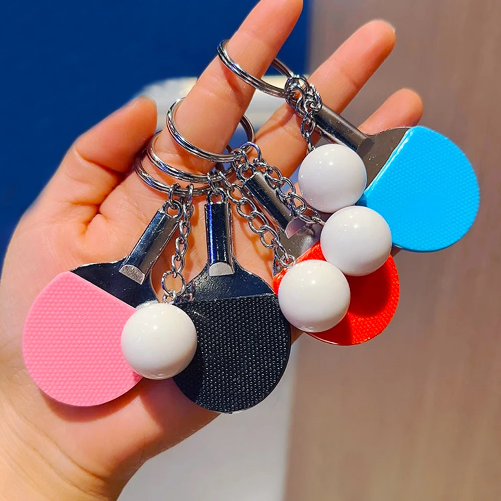 Mini Simulation Table Tennis Racket Keychain Ping Pong Pendant Key Ring Teen Backpack Accessories Sports Event Fan Souvenir Gift