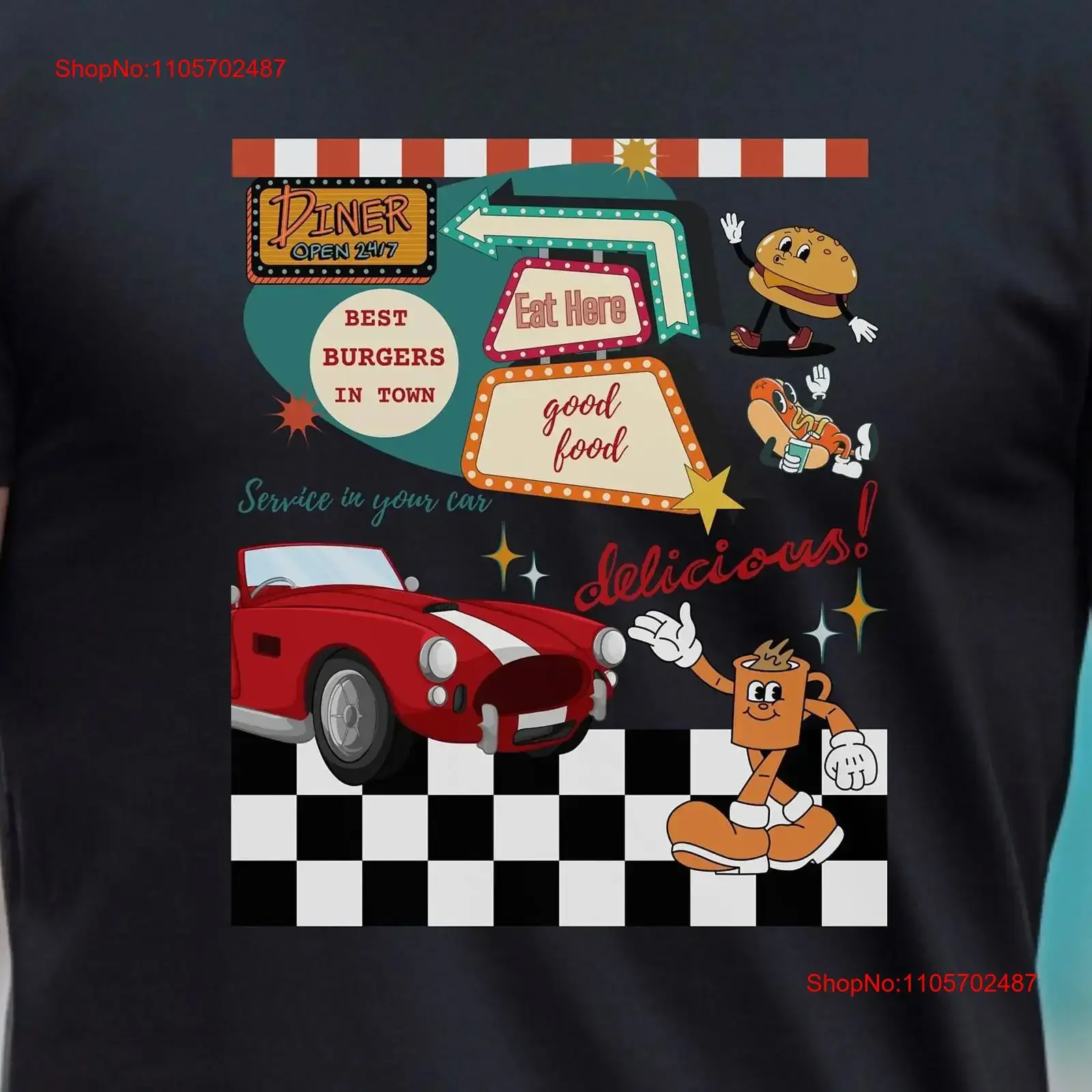 50s American Diner Retro T Shirt vintage style burger fan gift for coffee vintage Washed streetwear Breathable Slightly