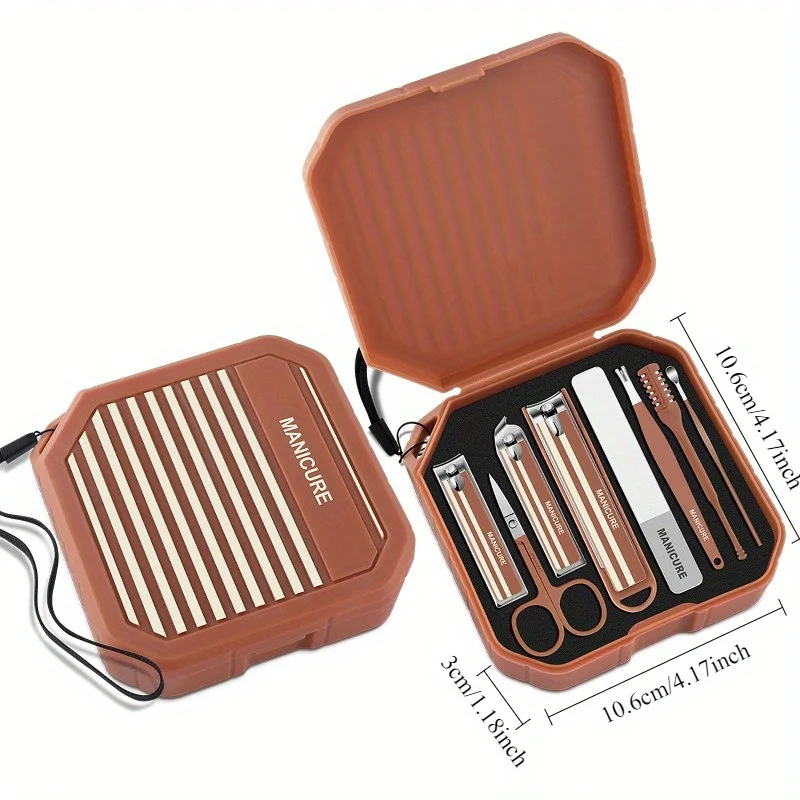 8pcs Nail clipper set storage box, nail clipper scissors, complete set of nail and manicure tools