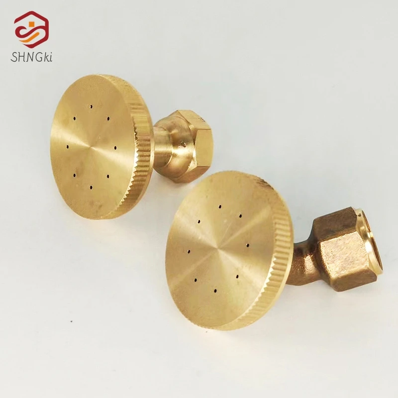 Brass Sprayer Irrigation Systems 8 Hole Golden Garden Sprinkler Head High Pressure Windproof Straight Curved Atomizing Nozzle