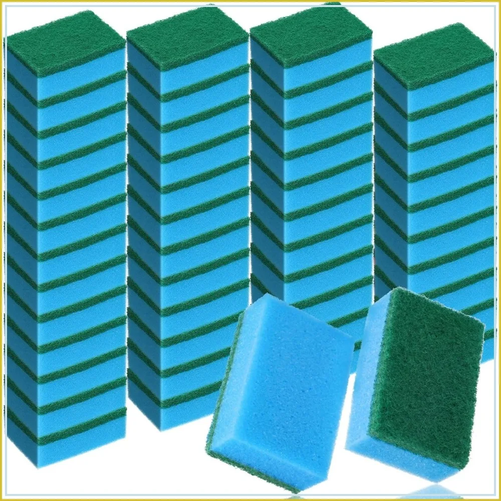 

100 Pcs Heavy Duty Sponges for Kitchen Bulk Dish Scrub Sponge Non Scratch Scouring Absorbent Cleaning Pads
