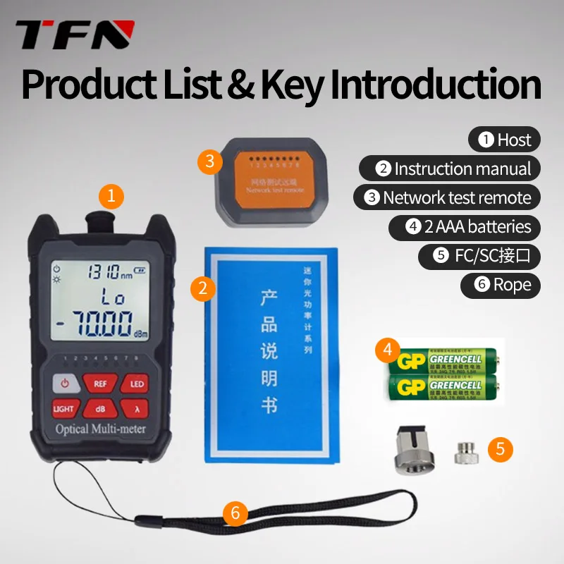 Imagem -05 - Tfn F1m Mini Opm Medidor de Potência Óptica Portátil Testador de Potência de Fibra Óptica de Bateria Seca de Alta Qualidade