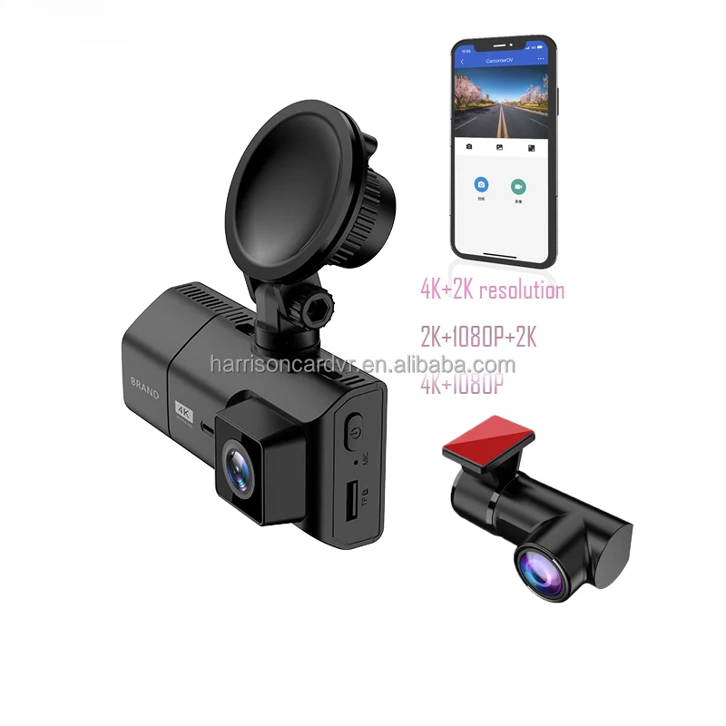 2K 4K 1080P 3 channel  triple camera  GPS WiFi Dash cam car dvr vehicle recorder