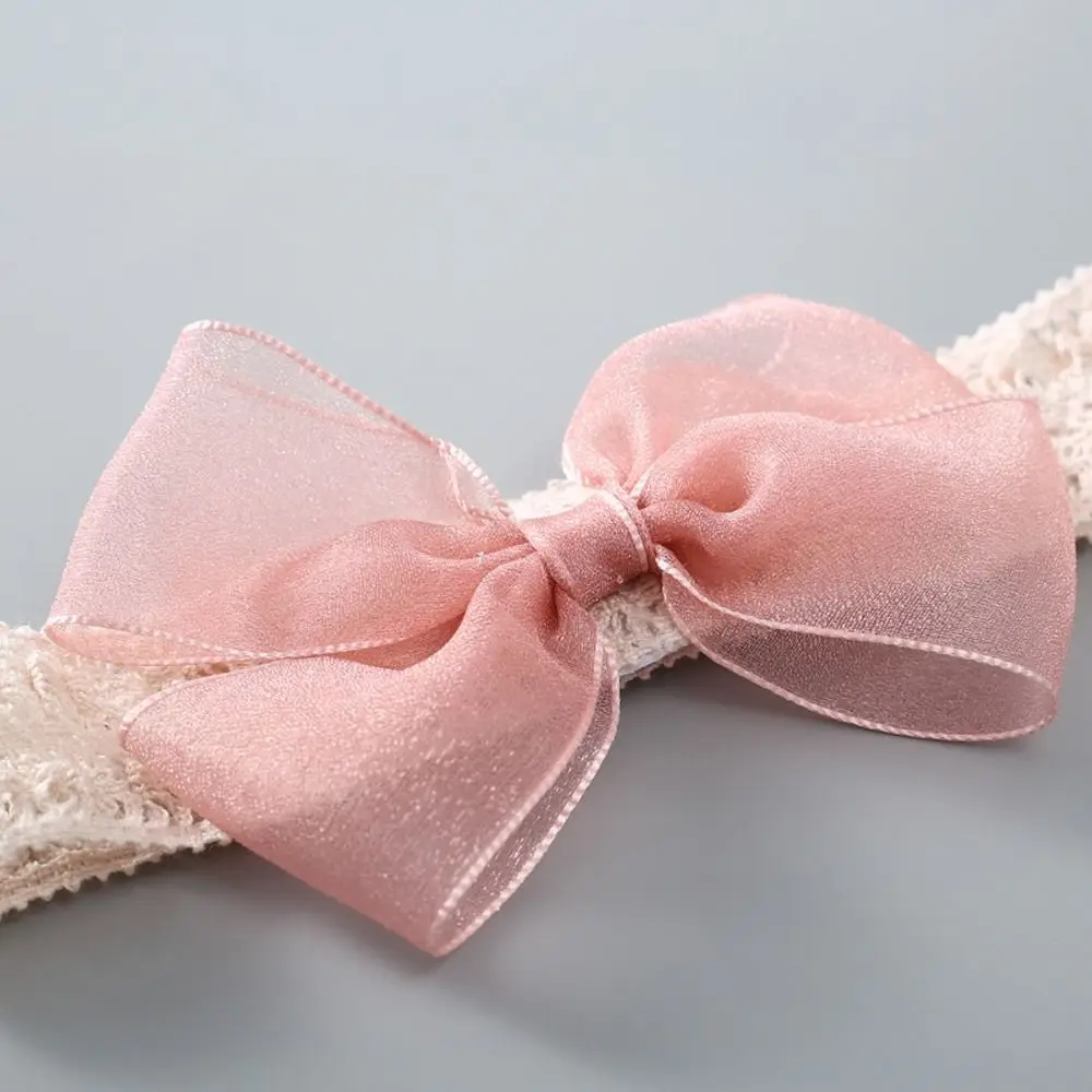 Lovely Headwear Lace Bow Summer Rhinestone Pearl Infant Hairband Baby Elastic Headband Headdress Korean Style Hair Hoop DIY