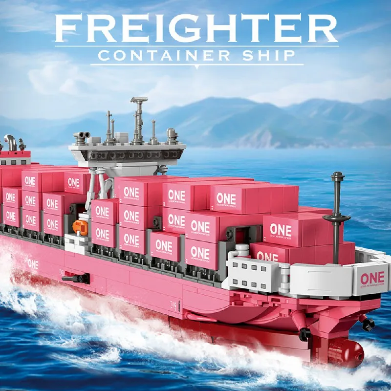 

Awesome Pink Container Ship Building Blocks 1446PCS, Creative Freighter Model Kits, Birthday Gift for Adults and Kids (JJ9217)