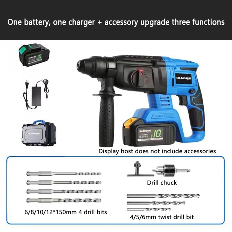 Power Punch Tools Cordless Electric Rotary Hammer Rechargeable Impact Drill Perforator