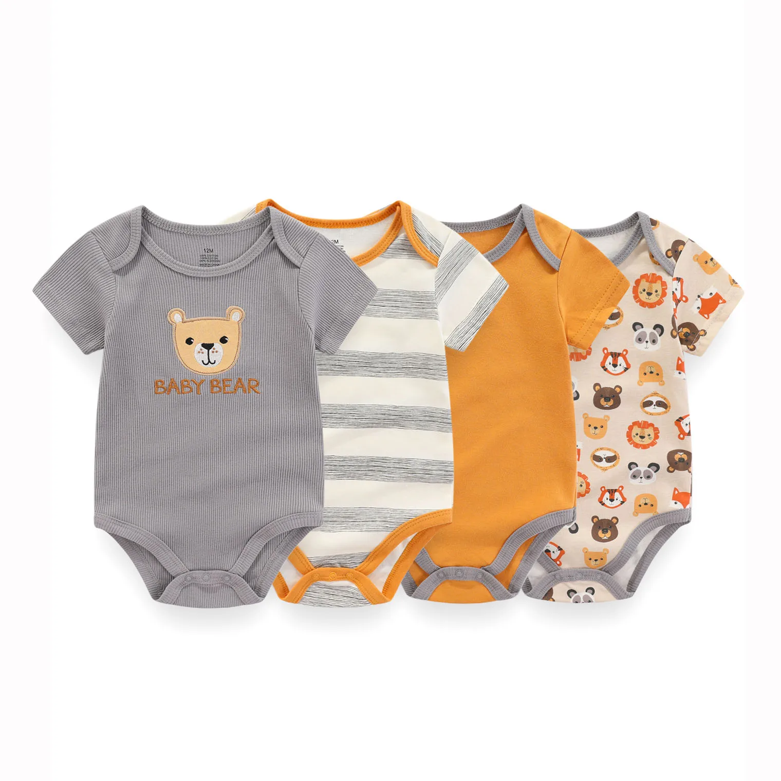 Cartoon 4PCS/Lot Unisex Baby Bodysuits Newborn Boy Girl Onesies 2023 Infant Summer Clothes