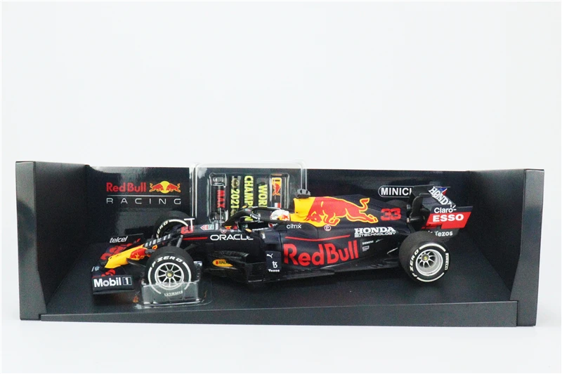 MINICHAMPS 1:18 2021 F1 RB RACING HONDA RB16B MV33 WINNER ABU DHABI W/PITBOARD Diecast Model Car